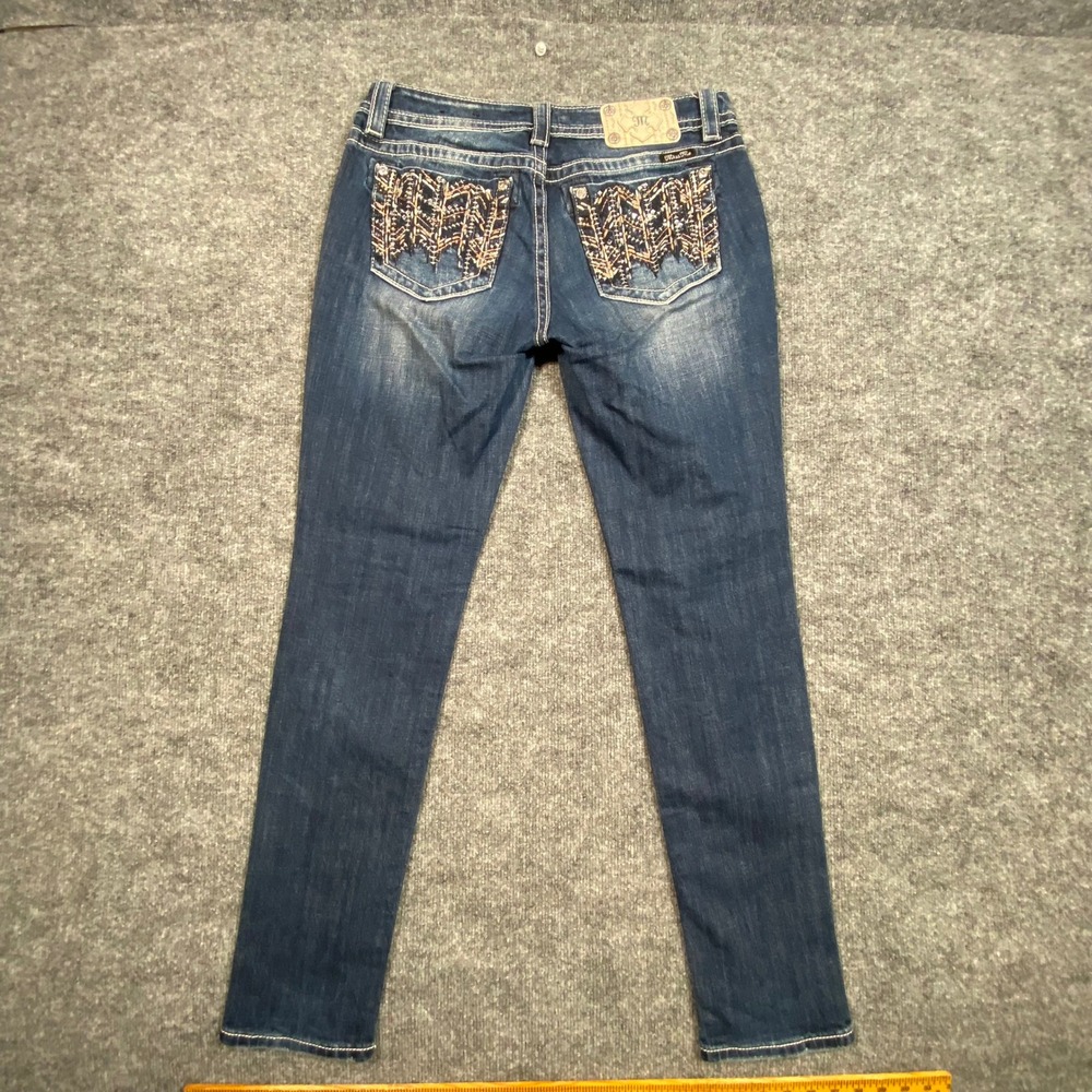 Miss Me Signature Skinny Jeans 30 Blue Embellished Pocket Medium Dark Wash Denim